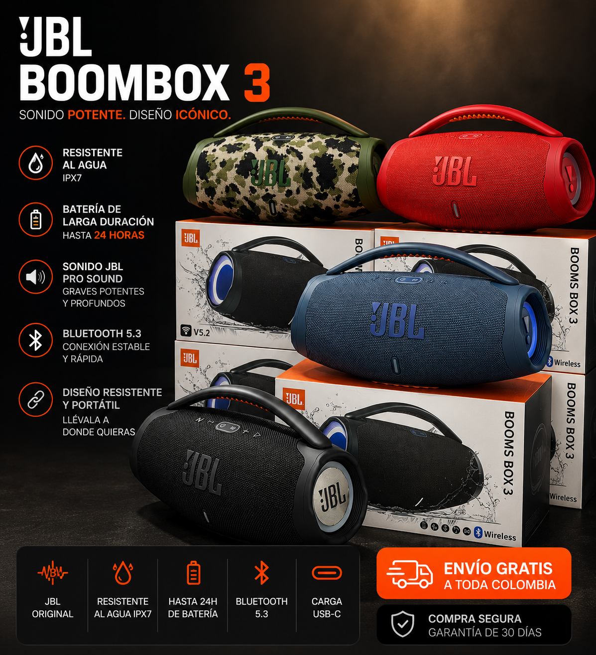 🎧 ¡CONVIERTE CUALQUIER LUGAR EN UNA FIESTA CON JBL BOOMBOX 3! 🔥