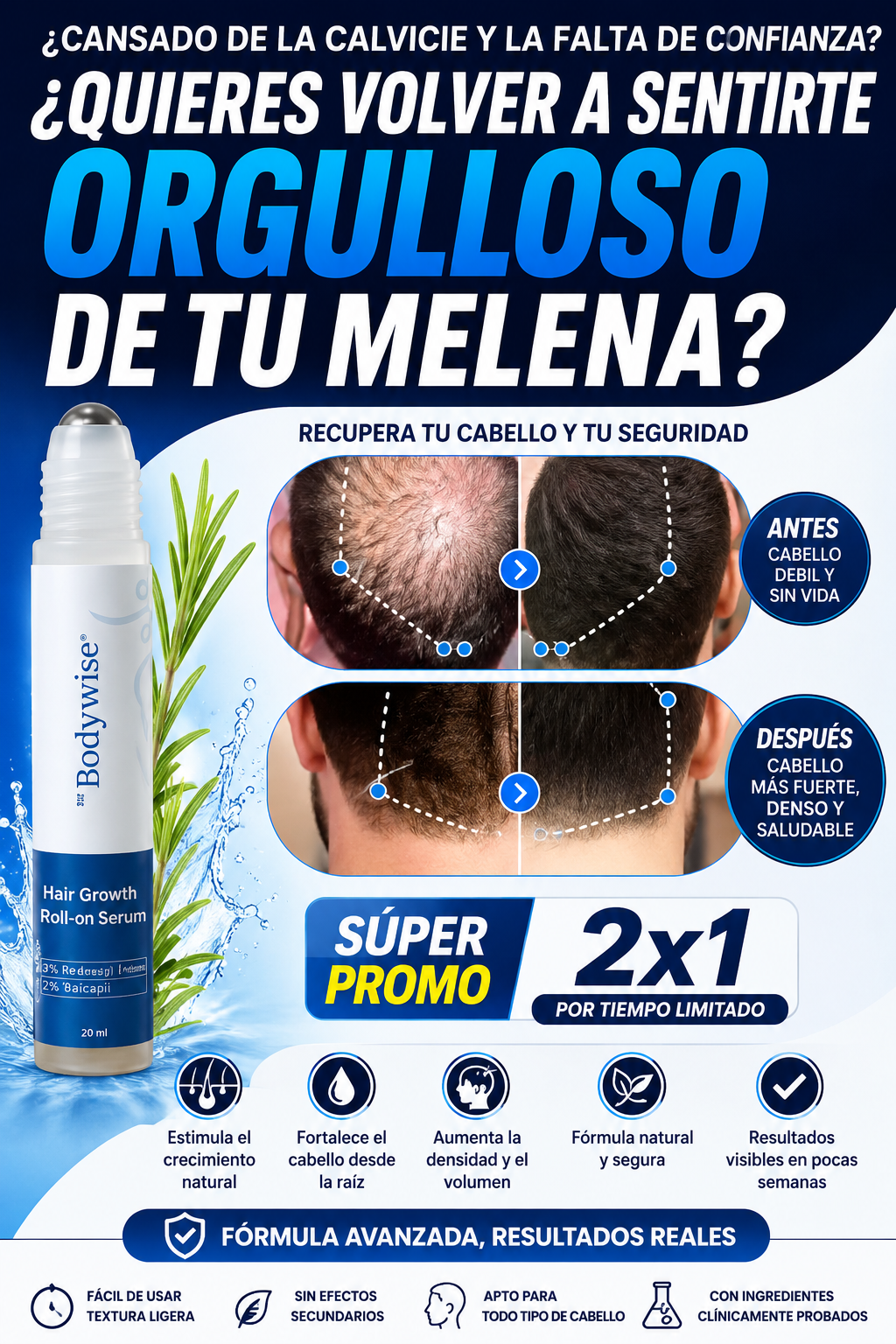 BodyWise Hair Growth - Sérum Capilar Anticaída y Crecimiento Intensivo