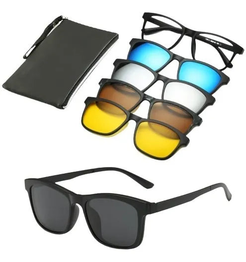 ¡Deja de gastar dinero en varios lentes! 👓😎   6 en 1  cambia de estilo en segundos con una sola montura magnética.