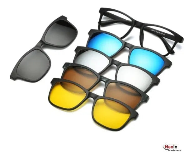 ¡Deja de gastar dinero en varios lentes! 👓😎   6 en 1  cambia de estilo en segundos con una sola montura magnética.