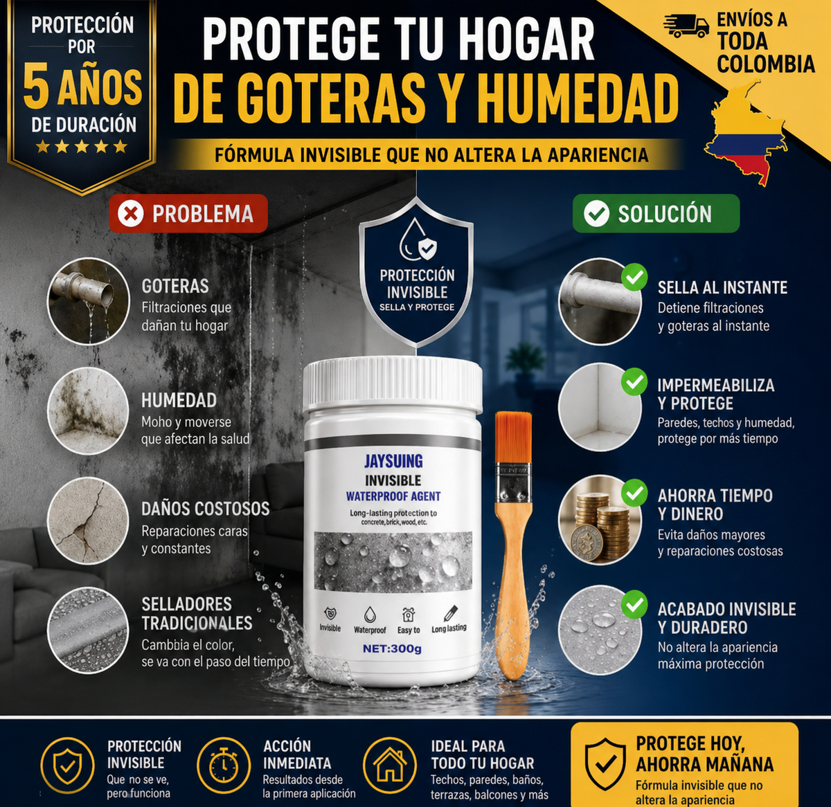 ✨Deja de gastar dinero pintando una y otra vez. Elimina la humedad de una vez por todas✨✨3 de 500g POR SOLO $98.900✨ Cada uno sale por $32.000.🤩