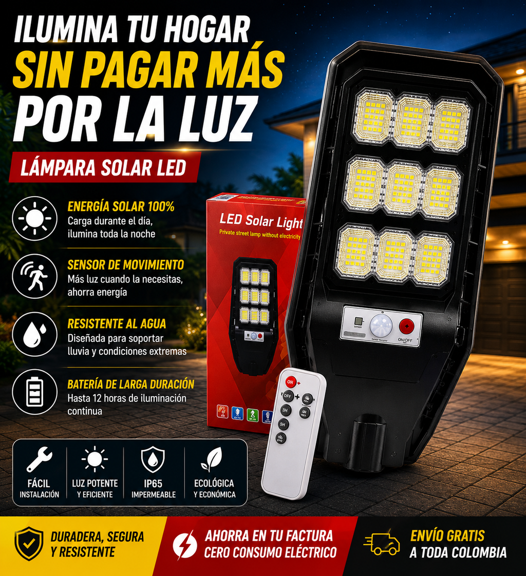 ⚠️ ¿Cansado de pagar facturas de luz cada vez más caras? ¡Empieza a ahorrar desde hoy! ⭐Pide el tuyo ahora!!! Lámpara solar 100W